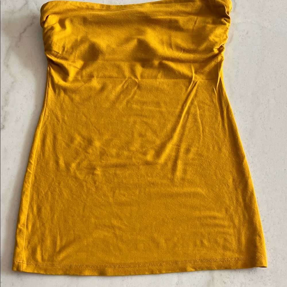 Arden B Mustard Strapless top